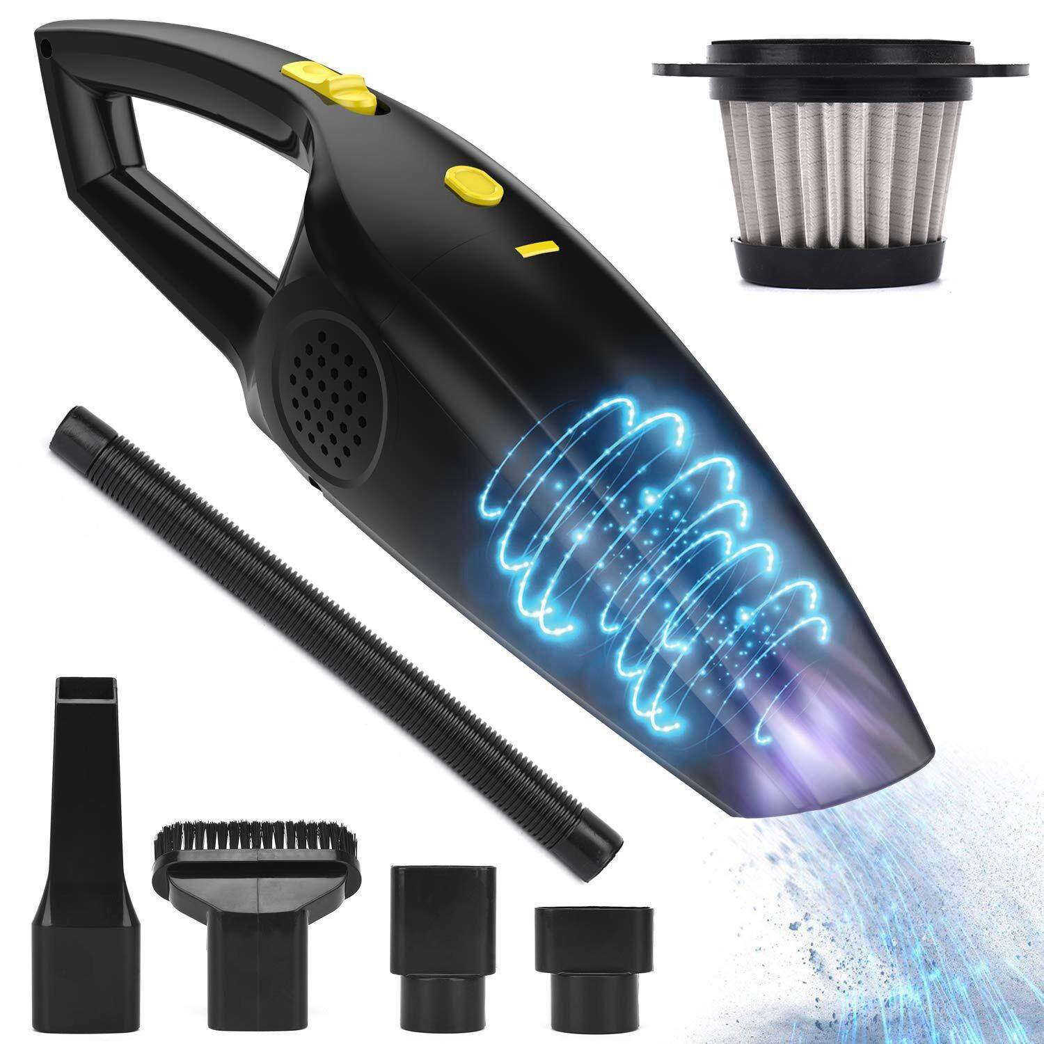 Rechargeable Cordless Handheld Vacuum, Powerful Car Hand Vacuum Cleaner, 2200Mah Lithium Battery Portable Vacuum For Cars, Home And Office Wet/Dry Cleaning (12V 120W)